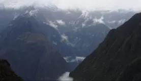 View of the Peruvian Andes while hiking the Inca Trail