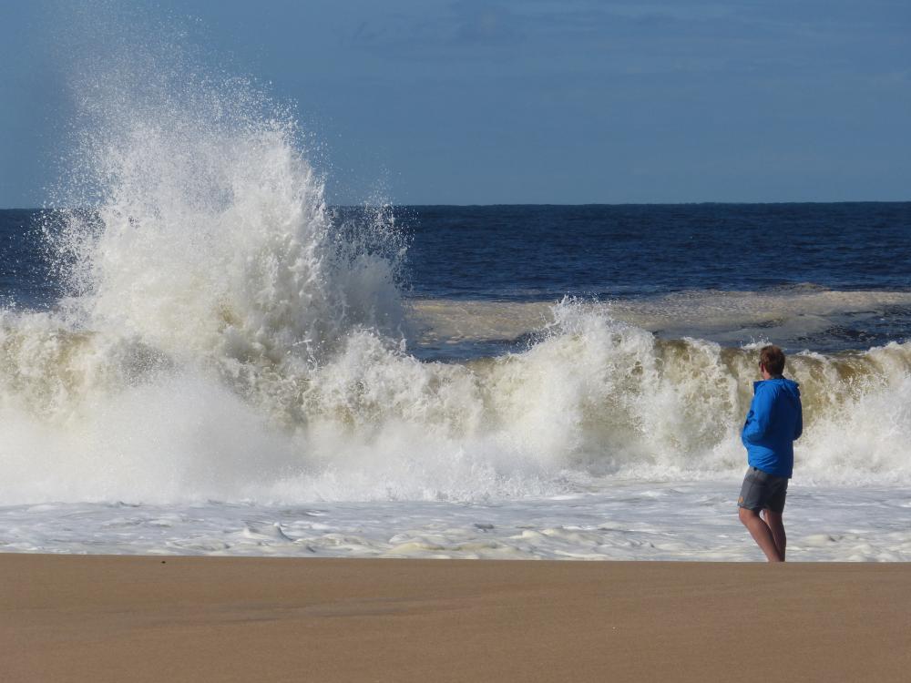 John admires the impressive surf along Uruguay's coast