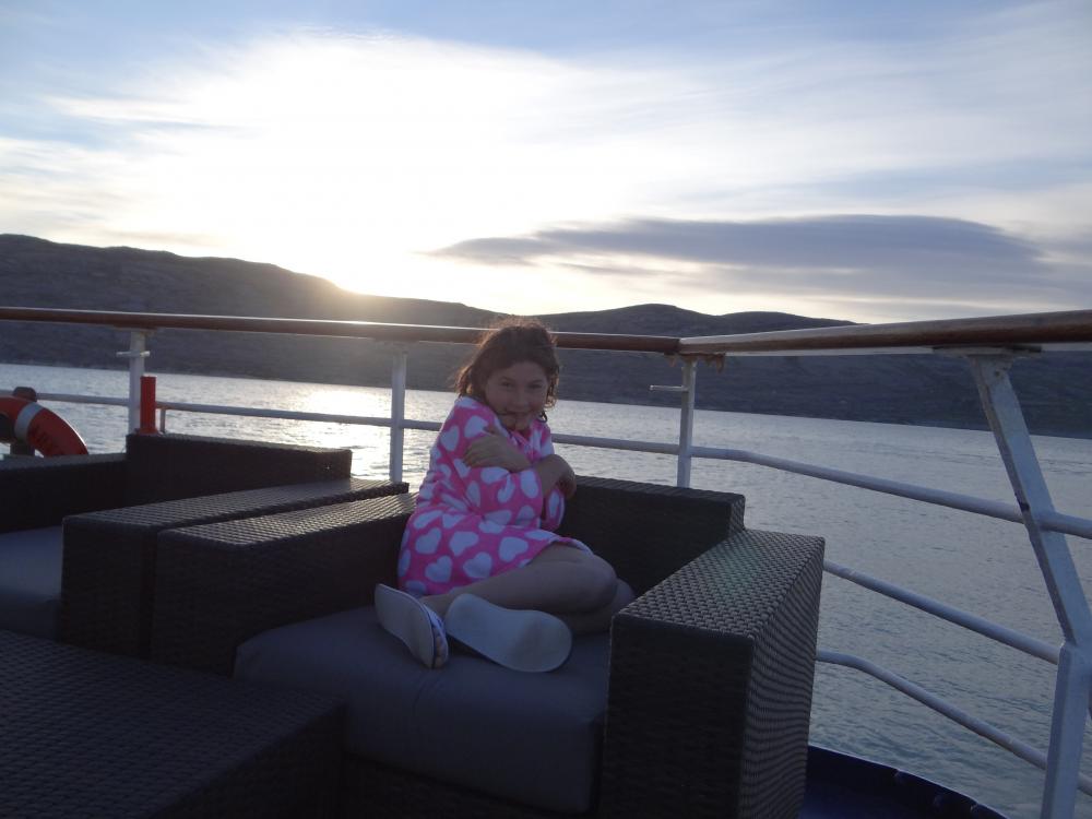 Lounging on the Sea Adventurer Deck -- an adventurous start to our Arctic tour!