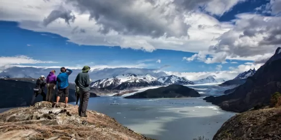 Trekking in Torres del Paine provides spectacular views of mountains, glaciers and lakes