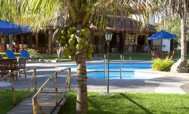 The sunny pool at Pousada Aguas de Bonito