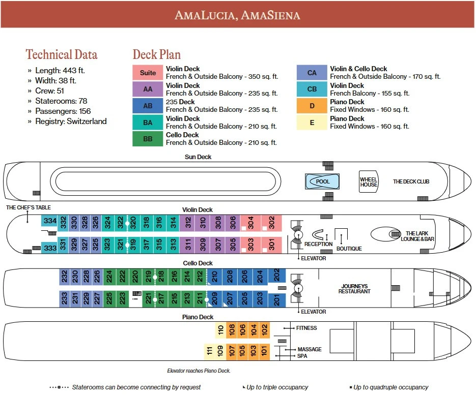 AmaLucia, AmaSiena Deck Plan