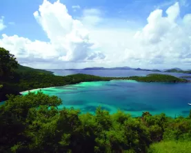 Experience the stunning shades of blue as you sail through the Caribbean