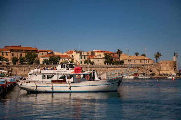 The historic harbor of Alghero, Sardinia, Italy