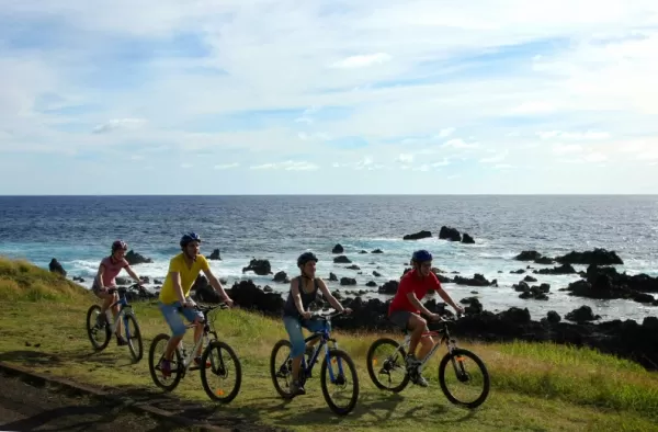 Ride your bike along the coast of Easter Island