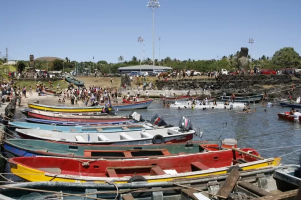 A picturesque harbor on Easter Island