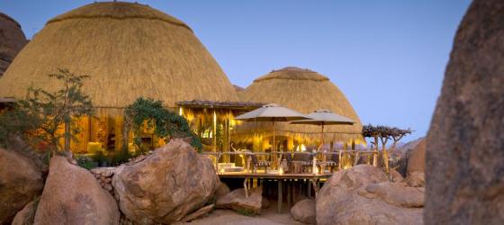 The exterior of Camp Kipwe at night