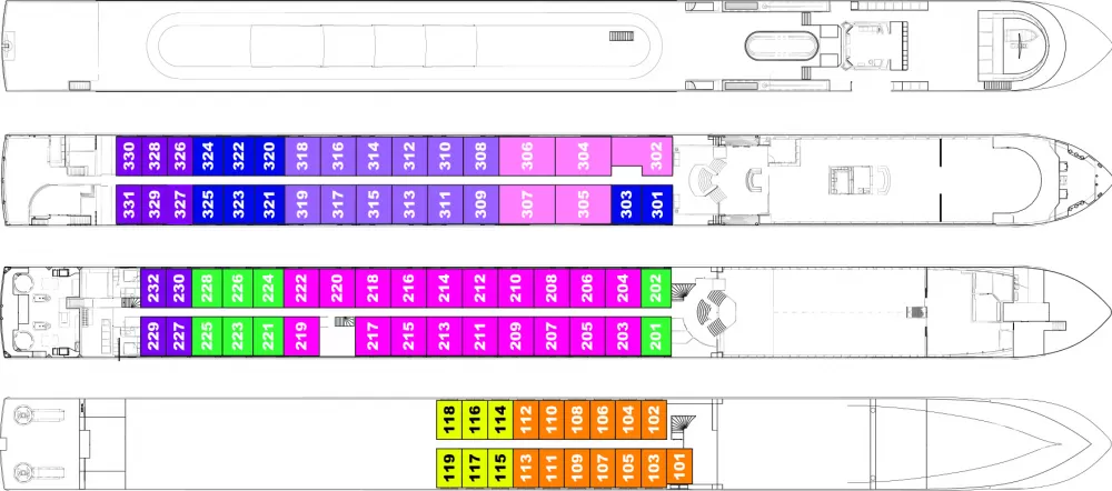 Deck plan for the AmaBella and AmaVerde.