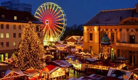 Take a ride on the ferris wheel or take a stroll through the Christmas Market