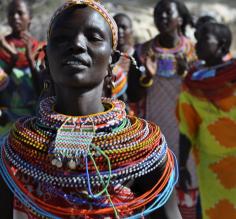 Masai tribe woman dancing