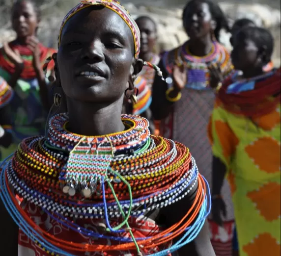 Masai tribe woman dancing