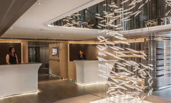 The reception area aboard the Le Soleal.