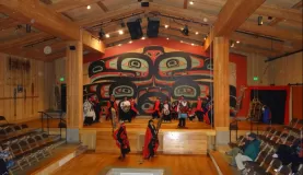 Tlingit dancers perform at the long house