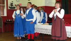 students perform Norwegian traditional dances