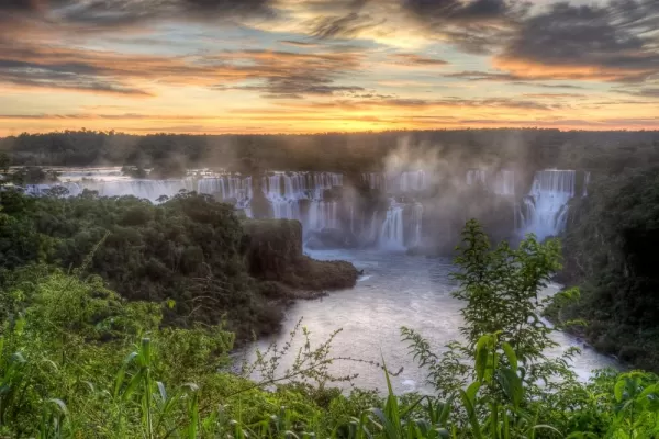 Sunset over Iguazu Falls