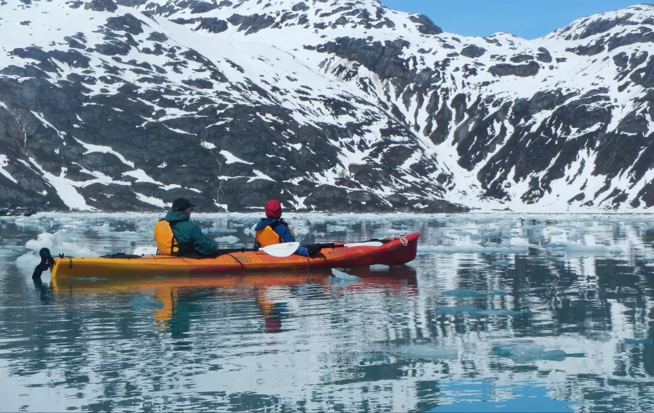 Kayaking among beautiful Alaskan mountains