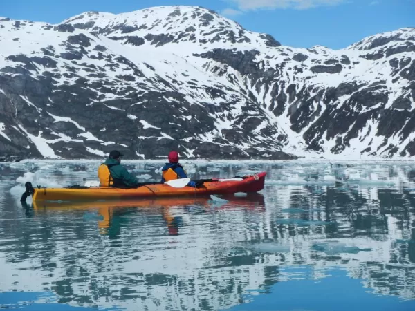 Kayaking among beautiful Alaskan mountains
