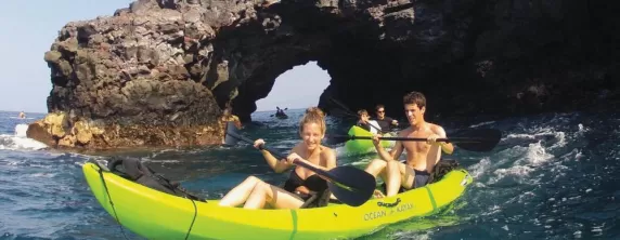 Kayaking in Hawaii's lava tubes.