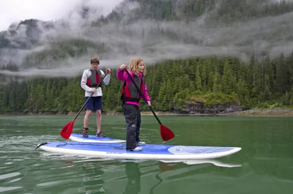 Family paddle boarding.