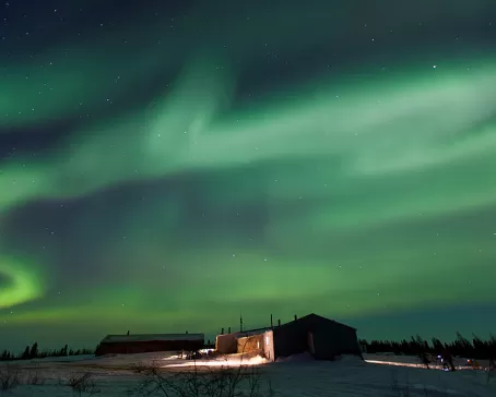 View the famed Northern Lights from Arctic Kingdom's Newborn Polar Bear Cub Lodge