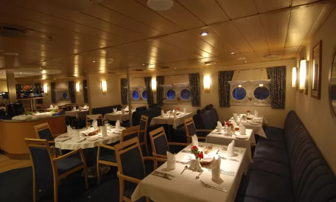 Dining aboard the Quest.