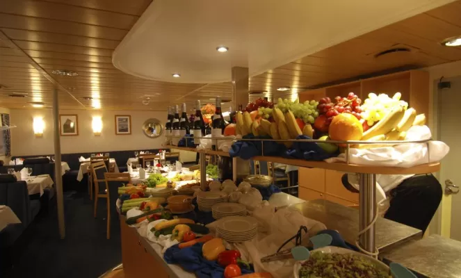 Delicious buffet aboard the Quest.