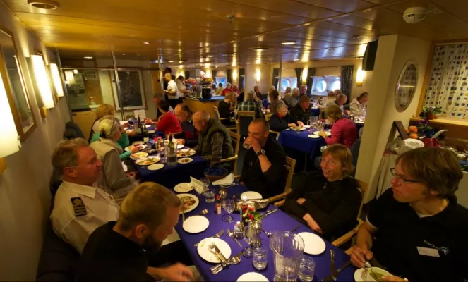 Dining aboard the Quest.