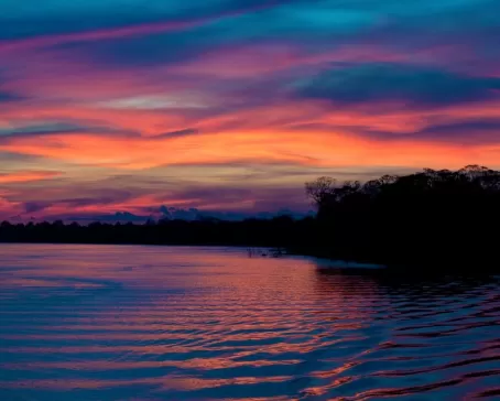 A beautiful sunset as you cruise the Amazon
