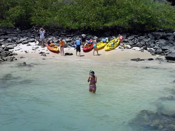Kayaking and snorkeling in the Galapagos.