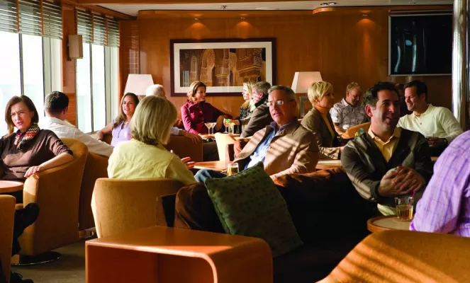 Relax in the National Geographic Explorer's lounge.