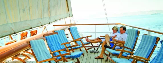 Relax on the sun deck of the Sea Cloud.