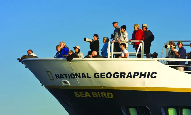 Guests viewing off the bow of the Sea Bird & Sea Lion.