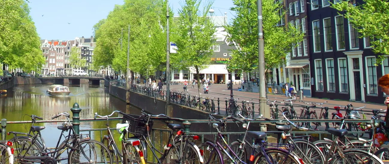Bicycles on a bridge over the canal