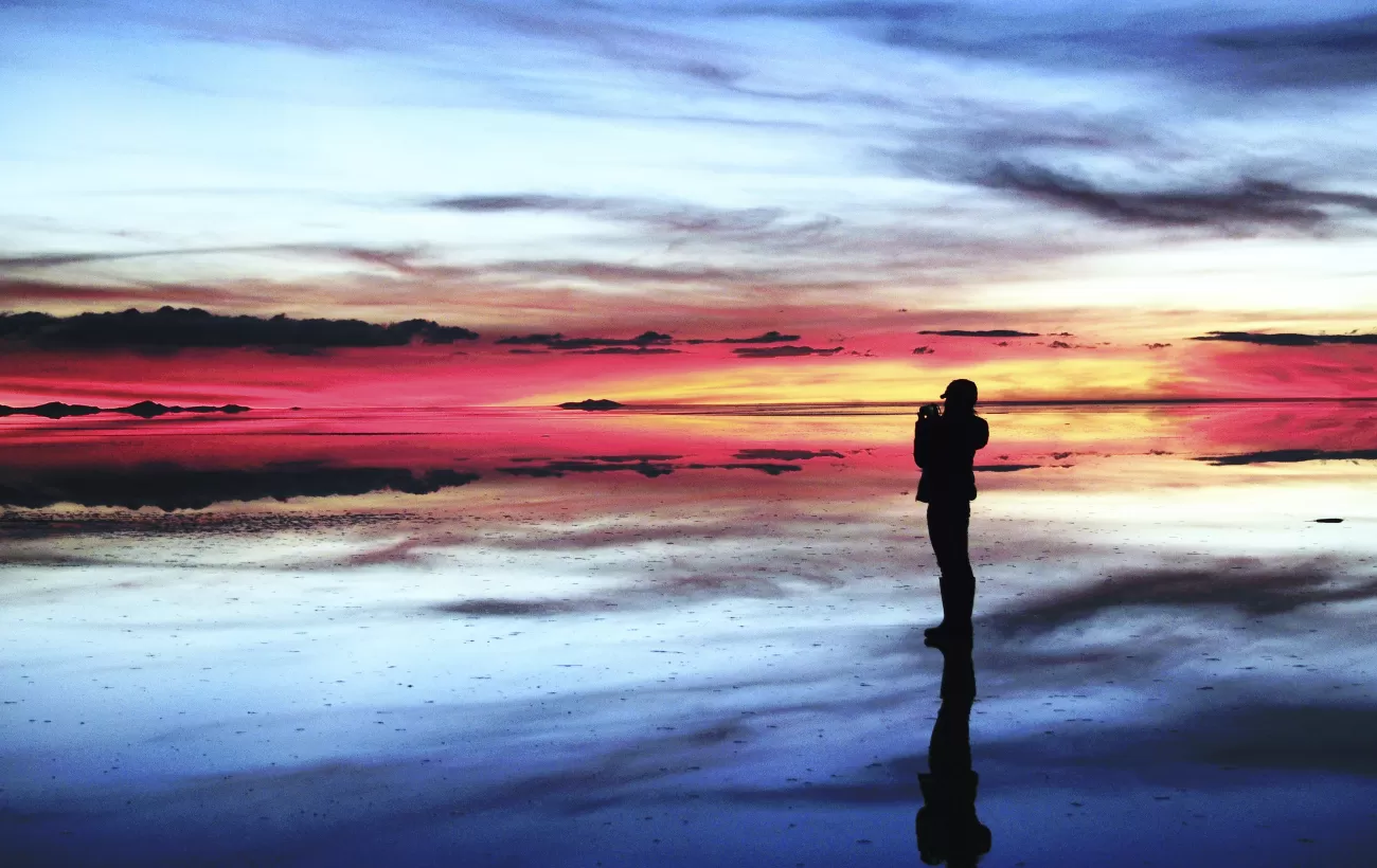 Sunset over Salar de Uyuni