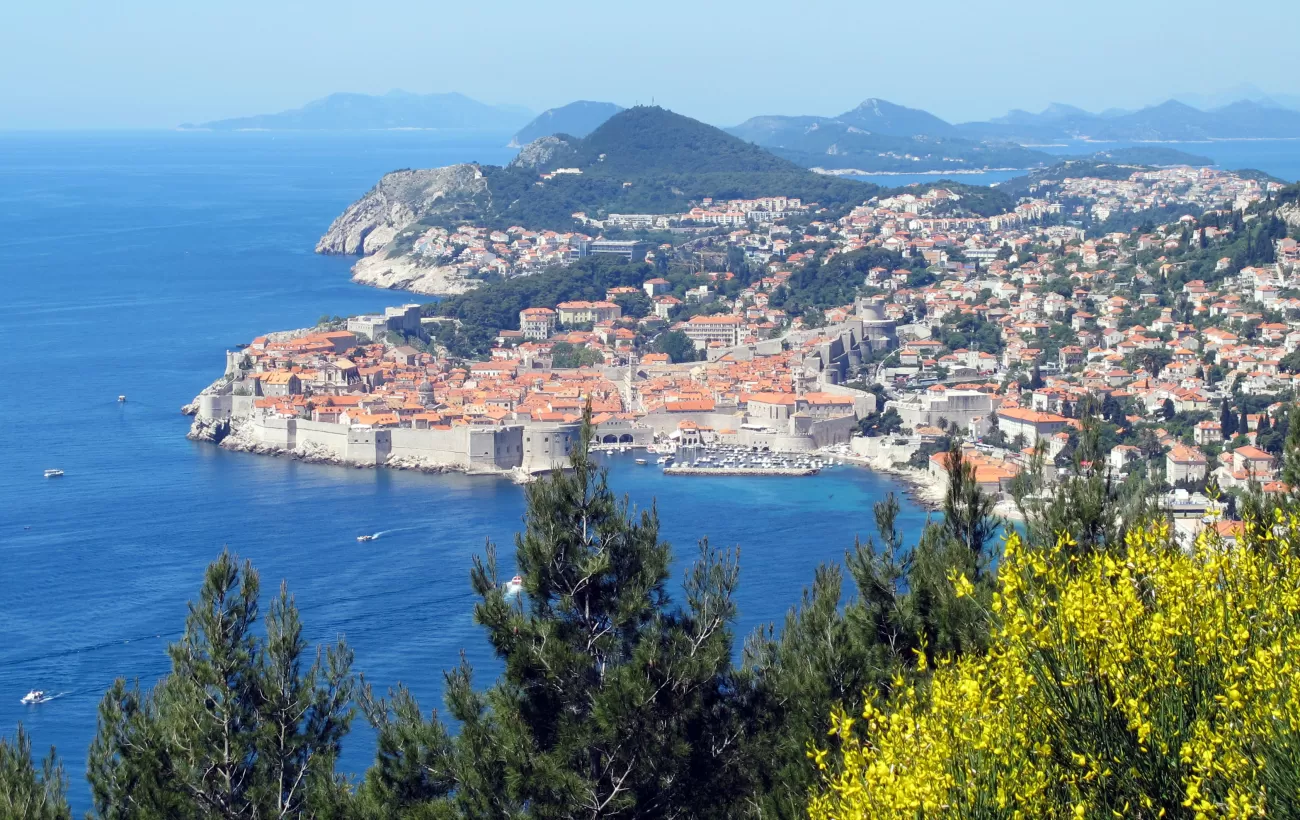 View of Dubrovnik from the hills behind the city.