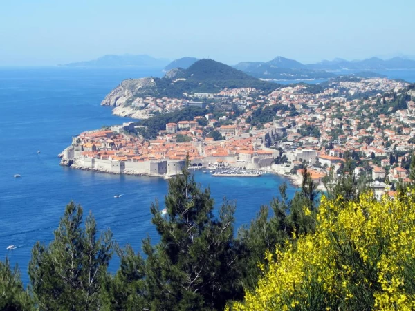 View of Dubrovnik from the hills behind the city.