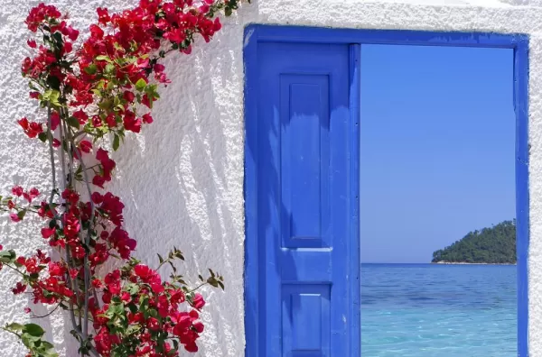 Door to beach in Santorini