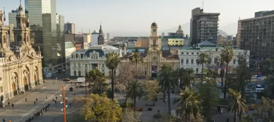 The Plaza de Armas is located in the heart of Santiago