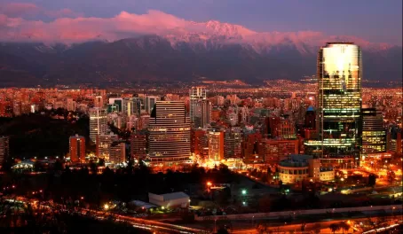 Beautiful downtown Santiago at dusk