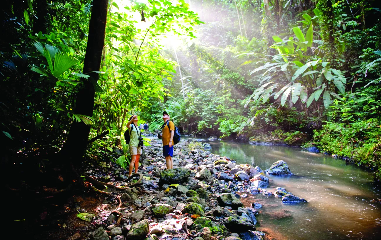 Trekking through Corcovado National Park in Costa Rica.