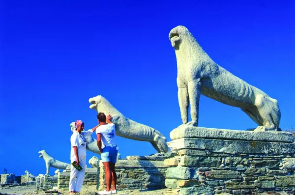 Visit the Street of Lions in Delos.