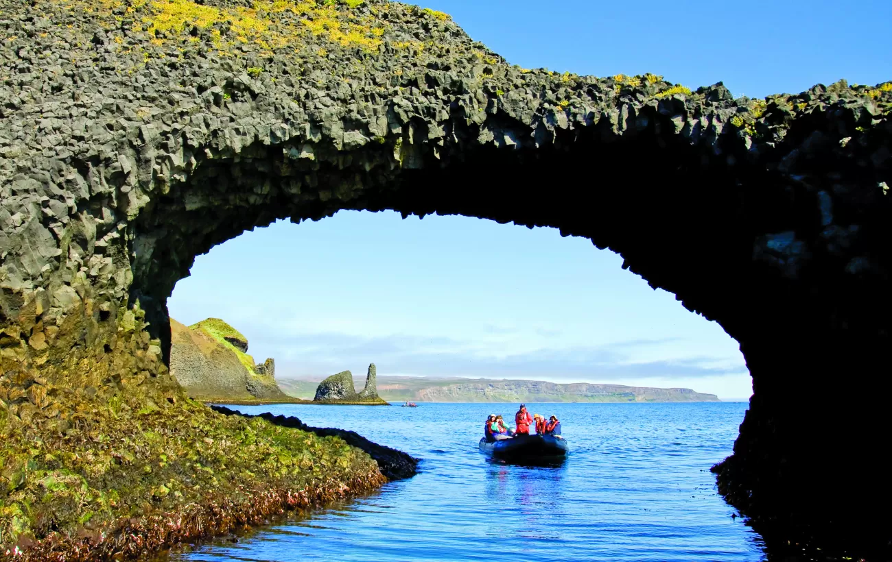 A natural arch of basalt in Iceland.