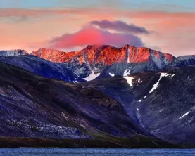 Beautiful artic mountains at sunset.