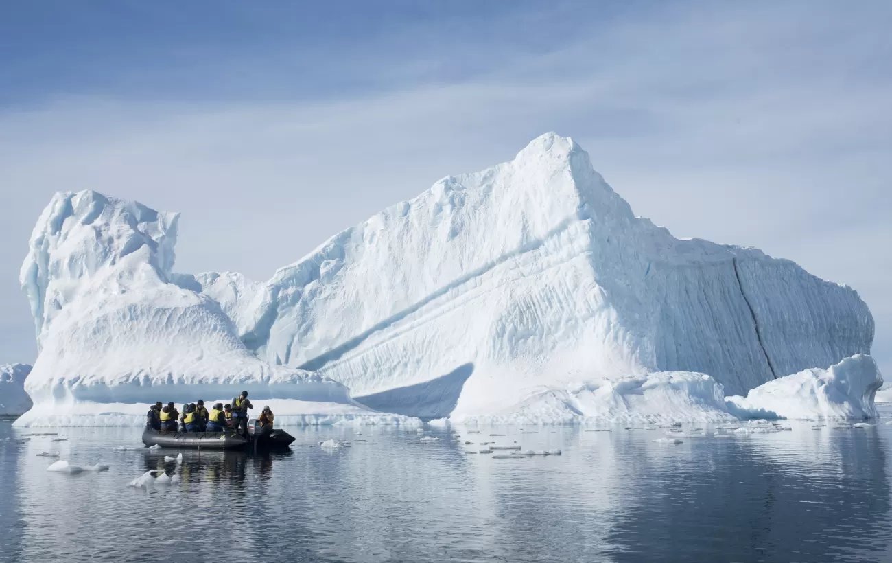 Zodiac tour through the icebergs.