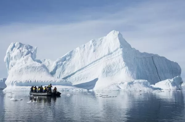 Zodiac tour through the icebergs.