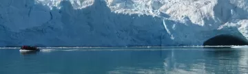 Take a zodiac tour around glaciers.