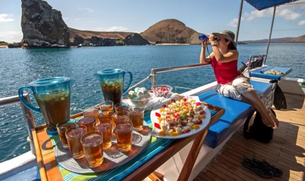 Enjoy sightseeing on the deck with a delicious snack.