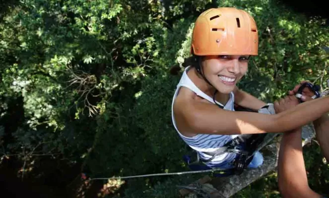 Ziplining through the Costa Rican forest.