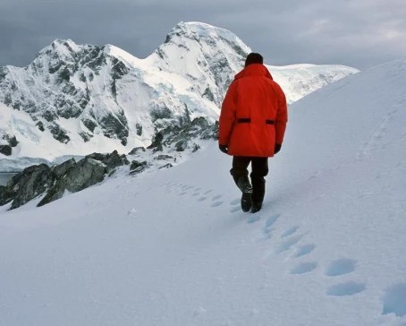 Walk across the pristine Antarctic landscape