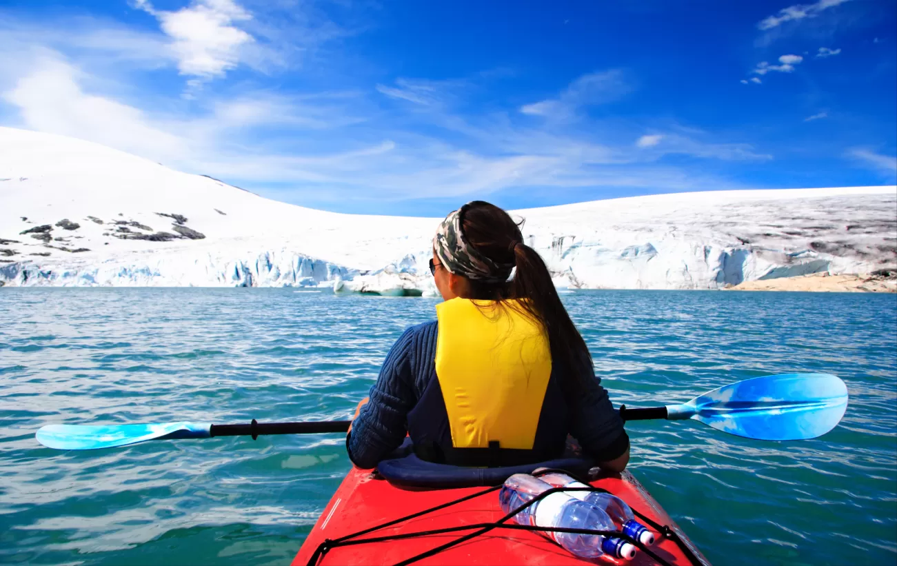 Kayak quiet waters as you sail to remote polar regions